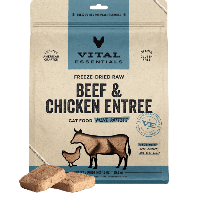 Freeze-Dried Beef & Chicken Entree Cat Food Mini Patties