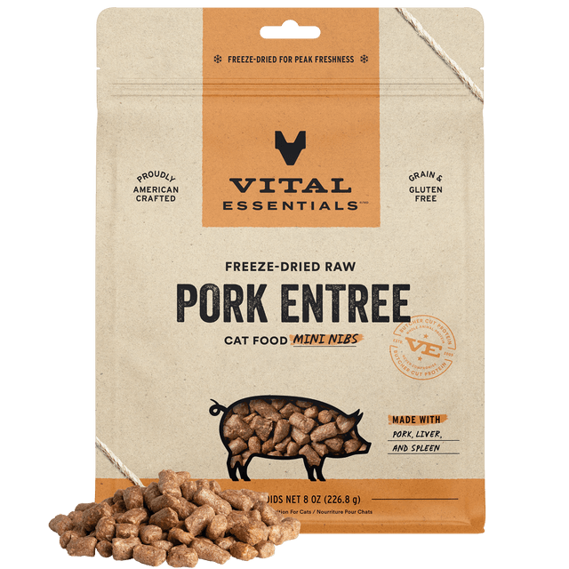 Freeze-Dried Pork Entree Cat Food Mini Nibs